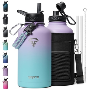 Insulated Water Bottle 64oz,Half Gallon Water Flask Stainless Steel, Cold for 48 Hrs,BPA-Free & Leak